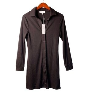 WAYF NWT Ribbed Knit Button Front Cardigan Sweater Size XS in Black